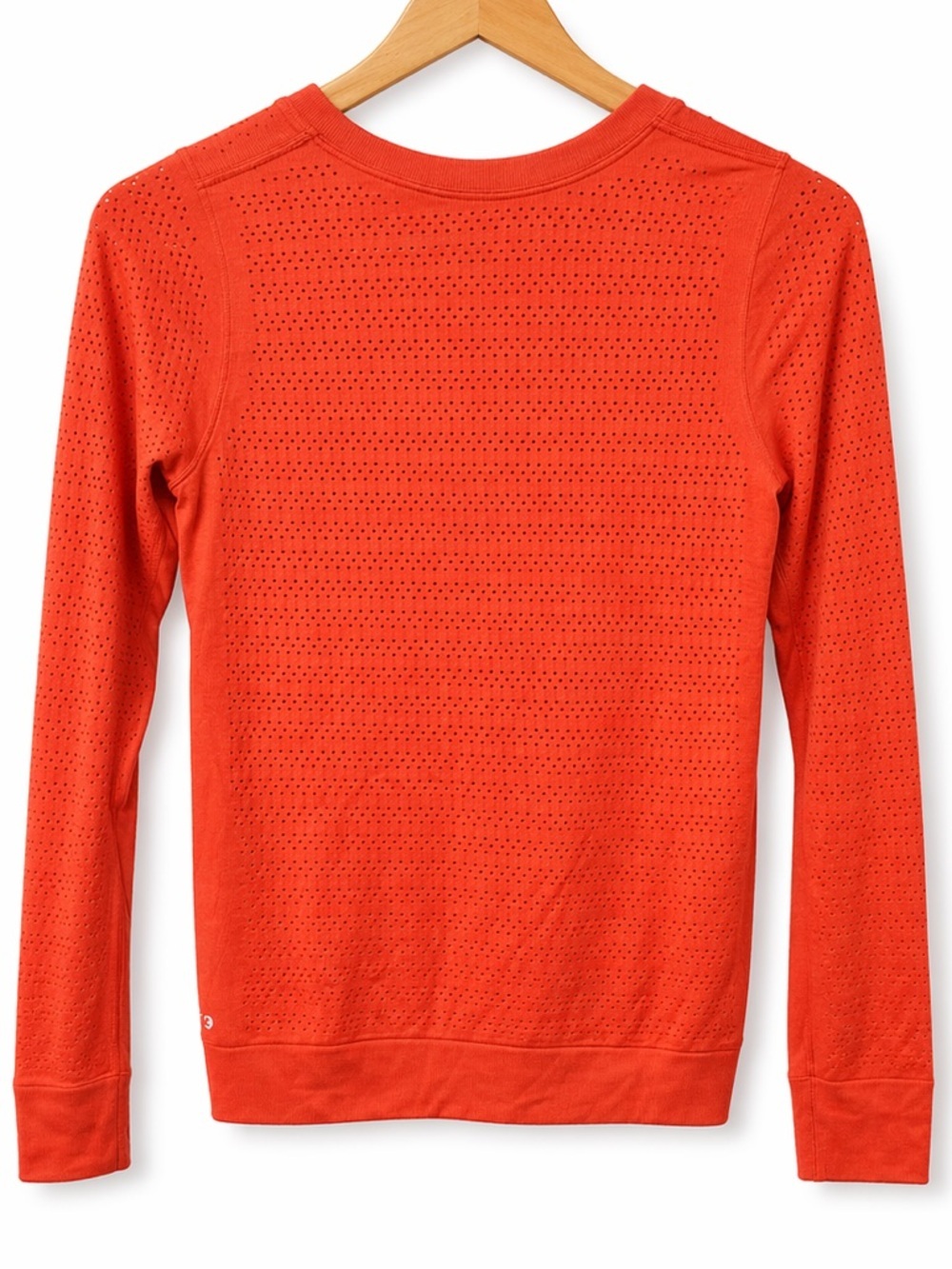 Lululemon Breeze By Long Sleeve Running Shirt Orange Perforated Seamless Size 4 - Picture 2 of 5